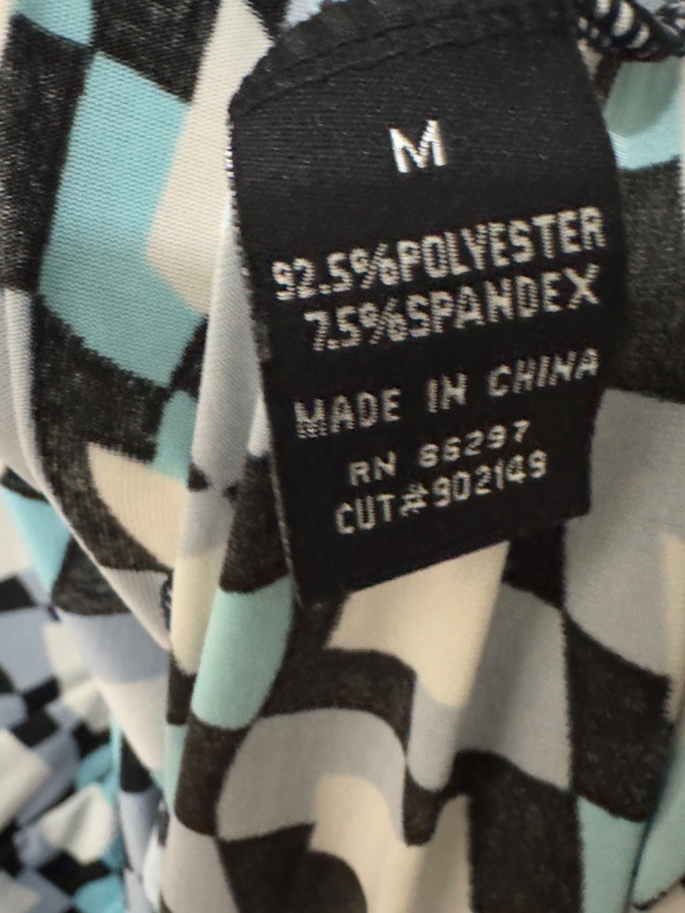 BCBGMaxAzria | EUC Blue White Geometric Print Stretch Wrap Midi Dress (size M) - Picture 11 of 12
